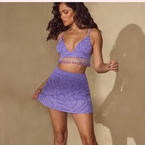 Oh Polly 2 piece embellished a line mini skirt set.